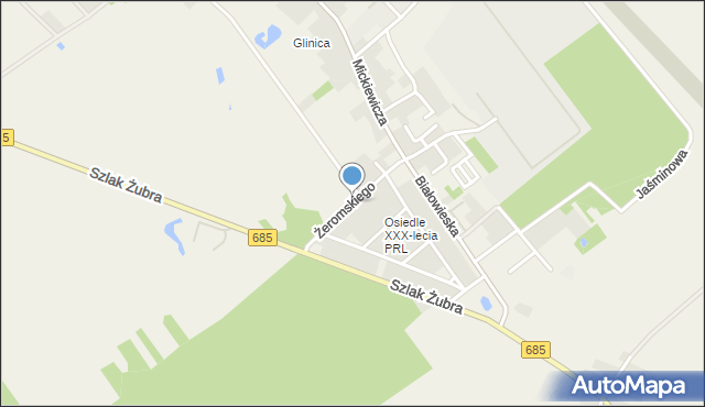 Narew, Żeromskiego Stefana, mapa Narew