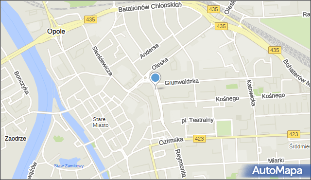 Opole, Żeromskiego Stefana, mapa Opola