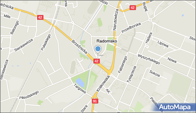 Radomsko, Żeromskiego Stefana, mapa Radomsko