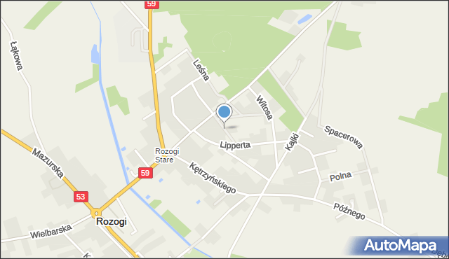 Rozogi powiat szczycieński, Żeromskiego Stefana, mapa Rozogi powiat szczycieński