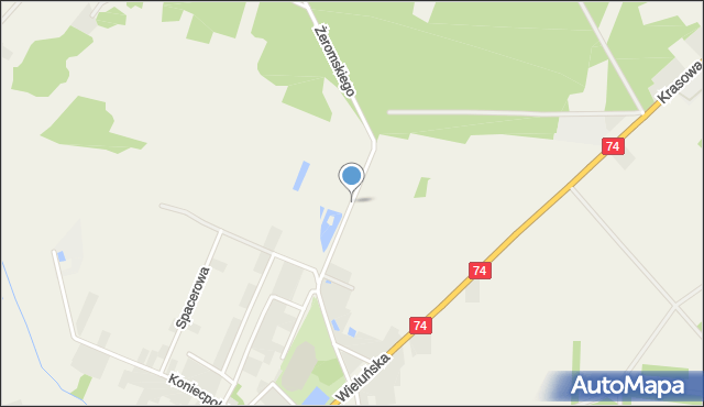 Rusiec powiat bełchatowski, Żeromskiego Stefana, mapa Rusiec powiat bełchatowski