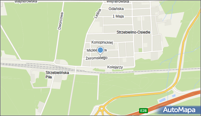 Strzebielino, Żeromskiego Stefana, mapa Strzebielino