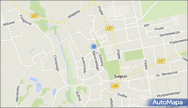 Sulęcin, Żeromskiego Stefana, mapa Sulęcin
