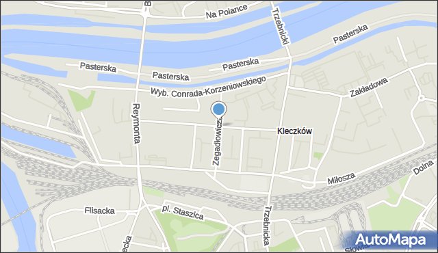 Wrocław, Zegadłowicza Emila, mapa Wrocławia