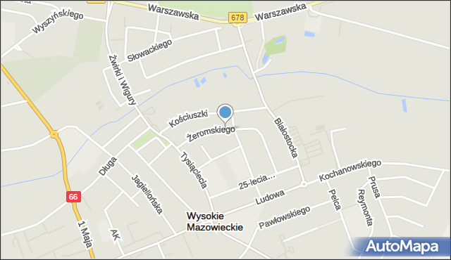 Wysokie Mazowieckie, Żeromskiego Stefana, mapa Wysokie Mazowieckie