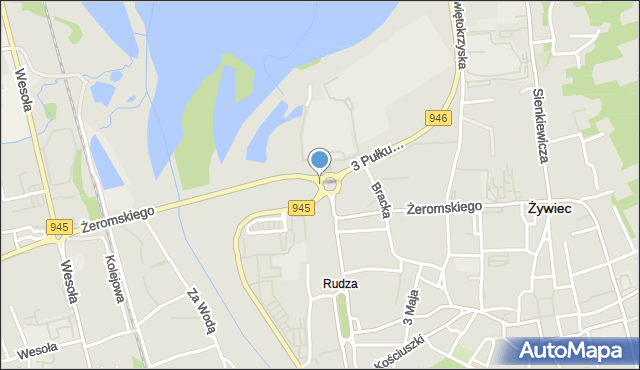 Żywiec, Żeromskiego Stefana, mapa Żywiec