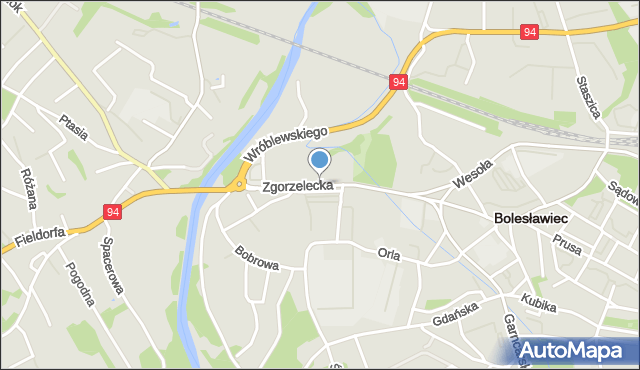 Bolesławiec, Zgorzelecka, mapa Bolesławca