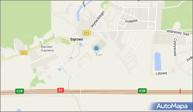 Bąkowo gmina Kolbudy, Zielony Zakątek, mapa Bąkowo gmina Kolbudy