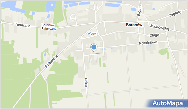 Baranów powiat puławski, Zielona, mapa Baranów powiat puławski