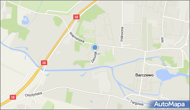 Barczewo, Zielona, mapa Barczewo