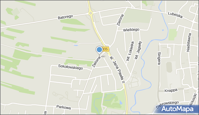 Biłgoraj, Zielona, mapa Biłgoraj