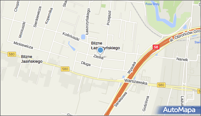Blizne Łaszczyńskiego, Zielna, mapa Blizne Łaszczyńskiego