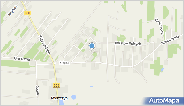 Borzęcin Mały, Zielonej Łąki, mapa Borzęcin Mały