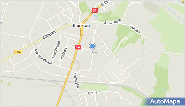 Braniewo, Zielona, mapa Braniewo