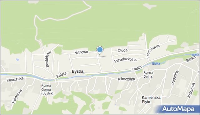 Bystra gmina Wilkowice, Zielona, mapa Bystra gmina Wilkowice