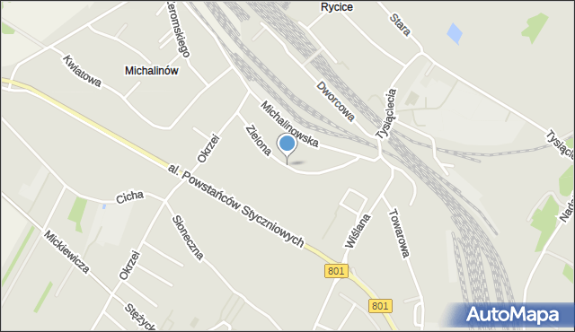 Dęblin, Zielona, mapa Dęblin