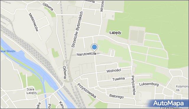 Gliwice, Zielińskiego Józefa, mapa Gliwic