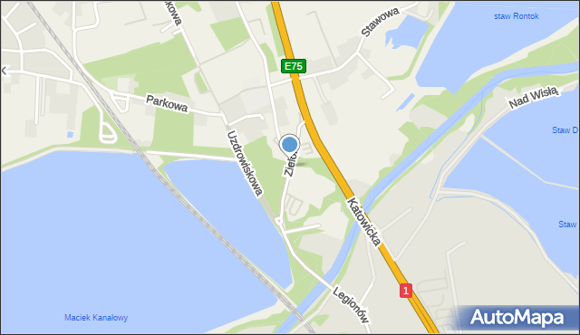 Goczałkowice-Zdrój, Zielona, mapa Goczałkowice-Zdrój