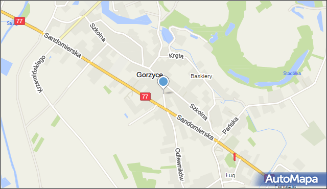 Gorzyce powiat tarnobrzeski, Zielona, mapa Gorzyce powiat tarnobrzeski