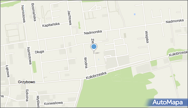 Grzybowo gmina Kołobrzeg, Zielona, mapa Grzybowo gmina Kołobrzeg