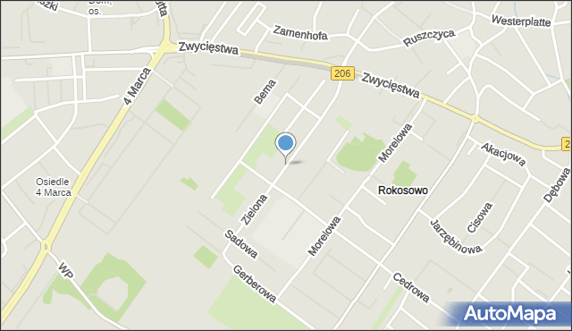 Koszalin, Zielona, mapa Koszalina