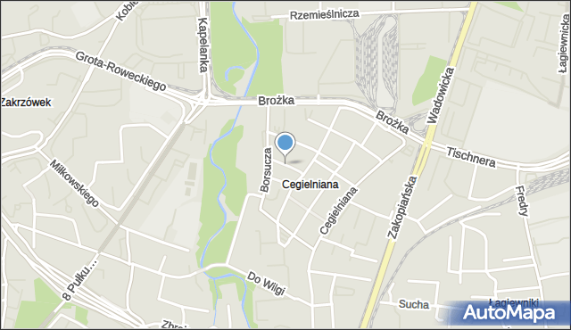 Kraków, Zielonogórska, mapa Krakowa