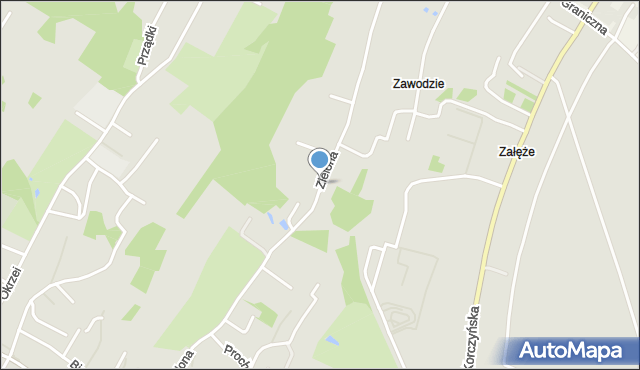 Krosno, Zielona, mapa Krosna