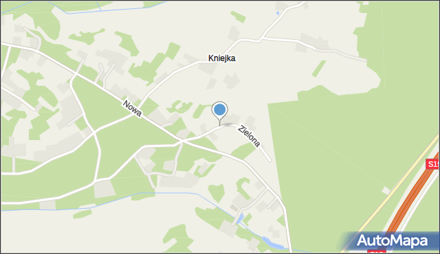Krzaki gmina Pysznica, Zielona, mapa Krzaki gmina Pysznica