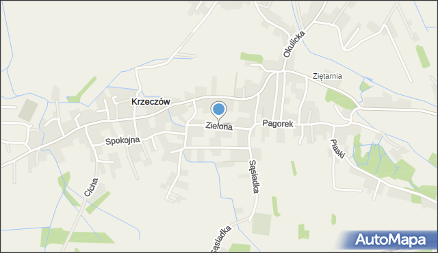 Krzeczów gmina Rzezawa, Zielona, mapa Krzeczów gmina Rzezawa