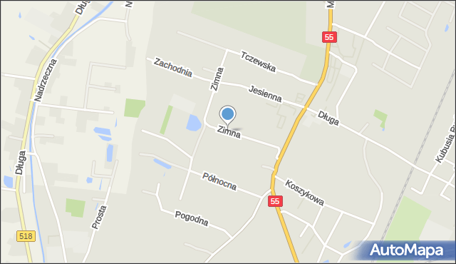 Kwidzyn, Zimna, mapa Kwidzyn