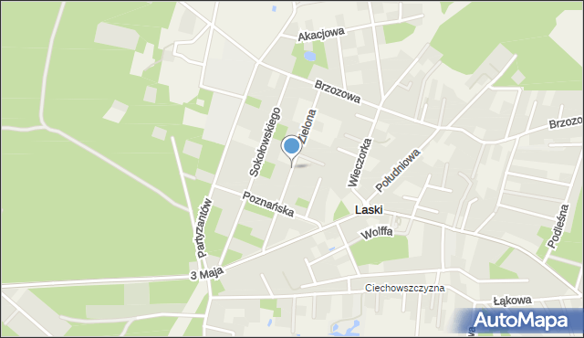 Laski gmina Izabelin, Zielona, mapa Laski gmina Izabelin