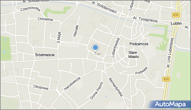 Lublin, Zielona, mapa Lublina