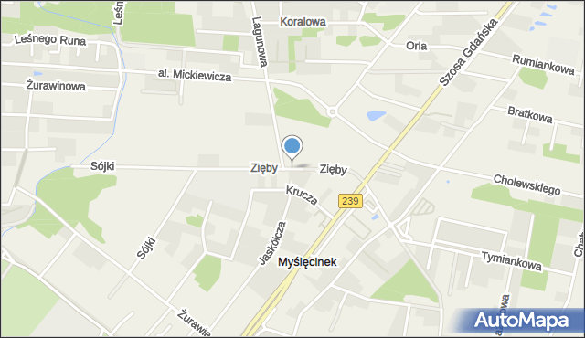 Myślęcinek, Zięby, mapa Myślęcinek