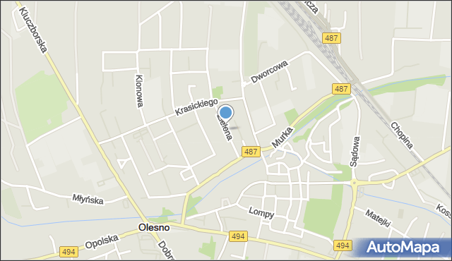 Olesno, Zielona, mapa Olesno