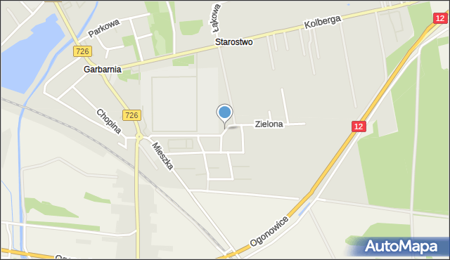 Opoczno, Zielona, mapa Opoczno