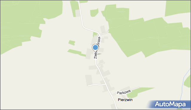 Pierzwin, Zielonogórska, mapa Pierzwin
