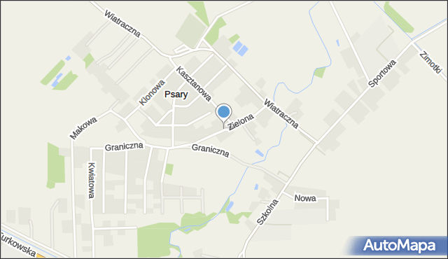 Psary gmina Przykona, Zielona, mapa Psary gmina Przykona