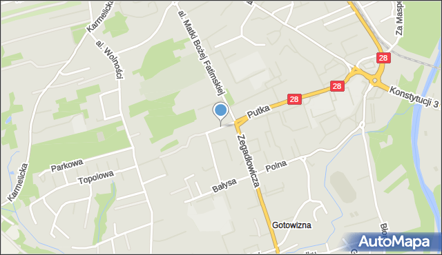 Wadowice, Zielona, mapa Wadowice