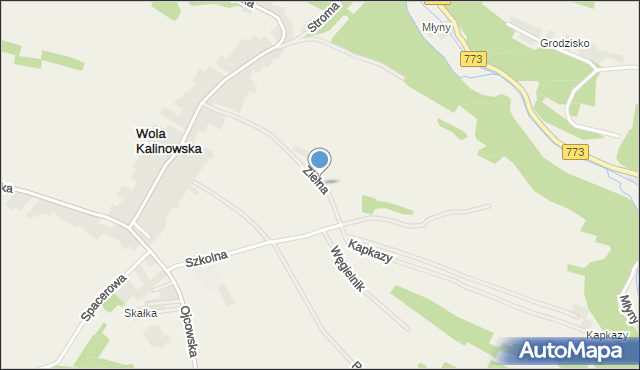 Wola Kalinowska, Zielna, mapa Wola Kalinowska