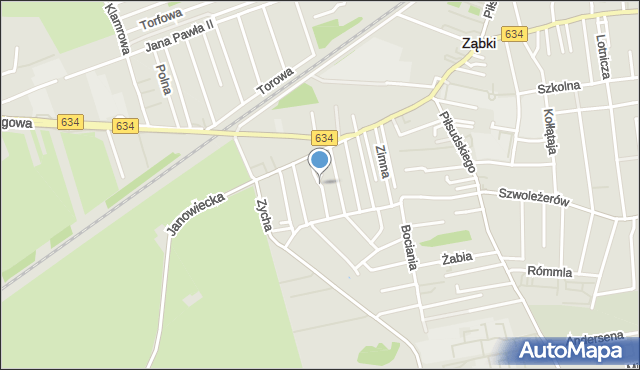 Ząbki powiat wołomiński, Zielona, mapa Ząbki powiat wołomiński