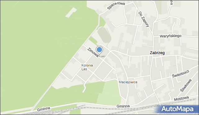 Zabrzeg, Zimowa, mapa Zabrzeg
