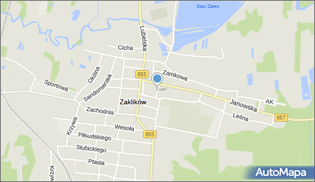 Zaklików, Zielona, mapa Zaklików