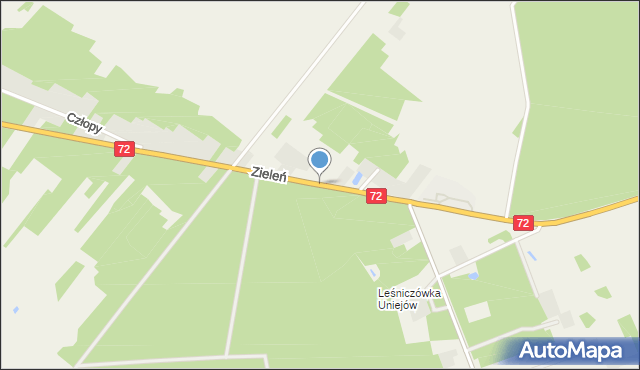 Zieleń gmina Uniejów, Zieleń, mapa Zieleń gmina Uniejów