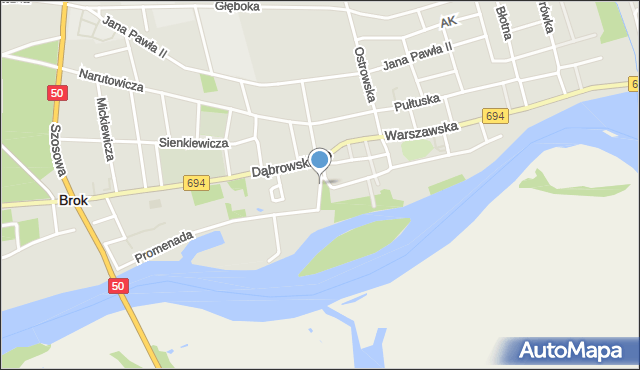 Brok powiat ostrowski, Zjazd, mapa Brok powiat ostrowski