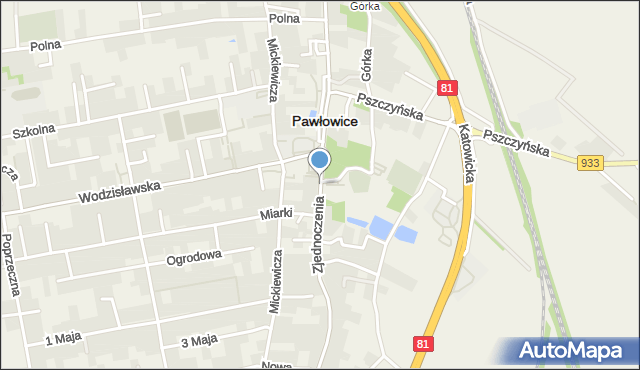 Pawłowice powiat pszczyński, Zjednoczenia, mapa Pawłowice powiat pszczyński