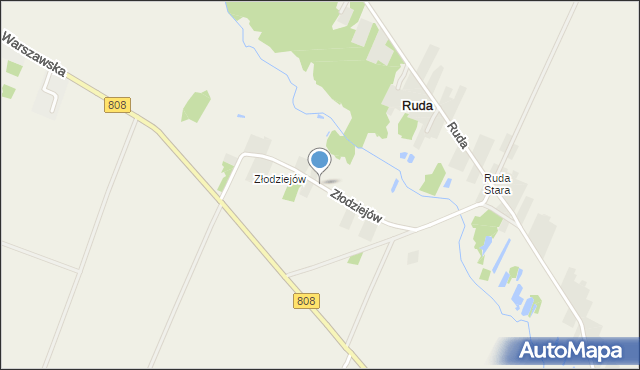 Ruda gmina Serokomla, Złodziejów, mapa Ruda gmina Serokomla