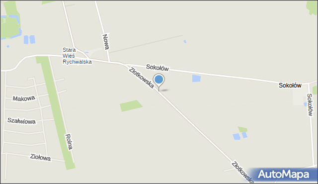 Rychwał, Złotkowska, mapa Rychwał