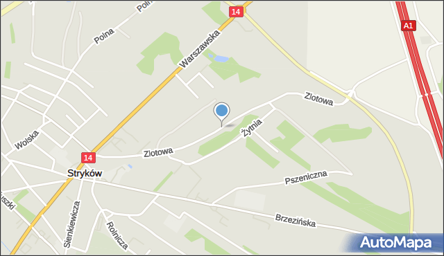 Stryków powiat zgierski, Zlotowa, mapa Stryków powiat zgierski