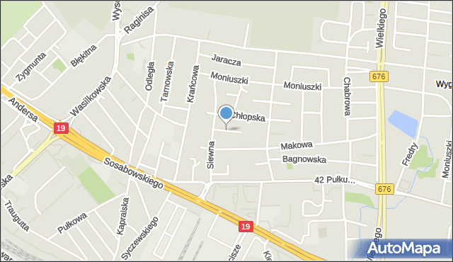 Białystok, Żniwna, mapa Białegostoku