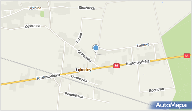 Łąkociny, Żniwna, mapa Łąkociny